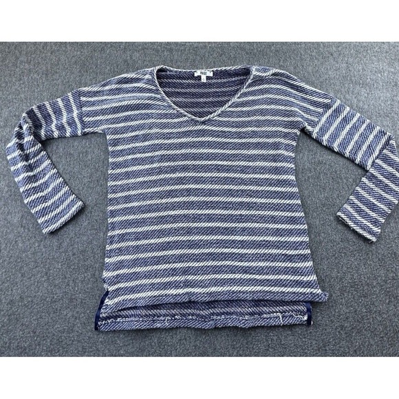 Paige Sweater Womens‎ Small Blue White Striped V-Neck Lightweight Cable Knit - Picture 1 of 14